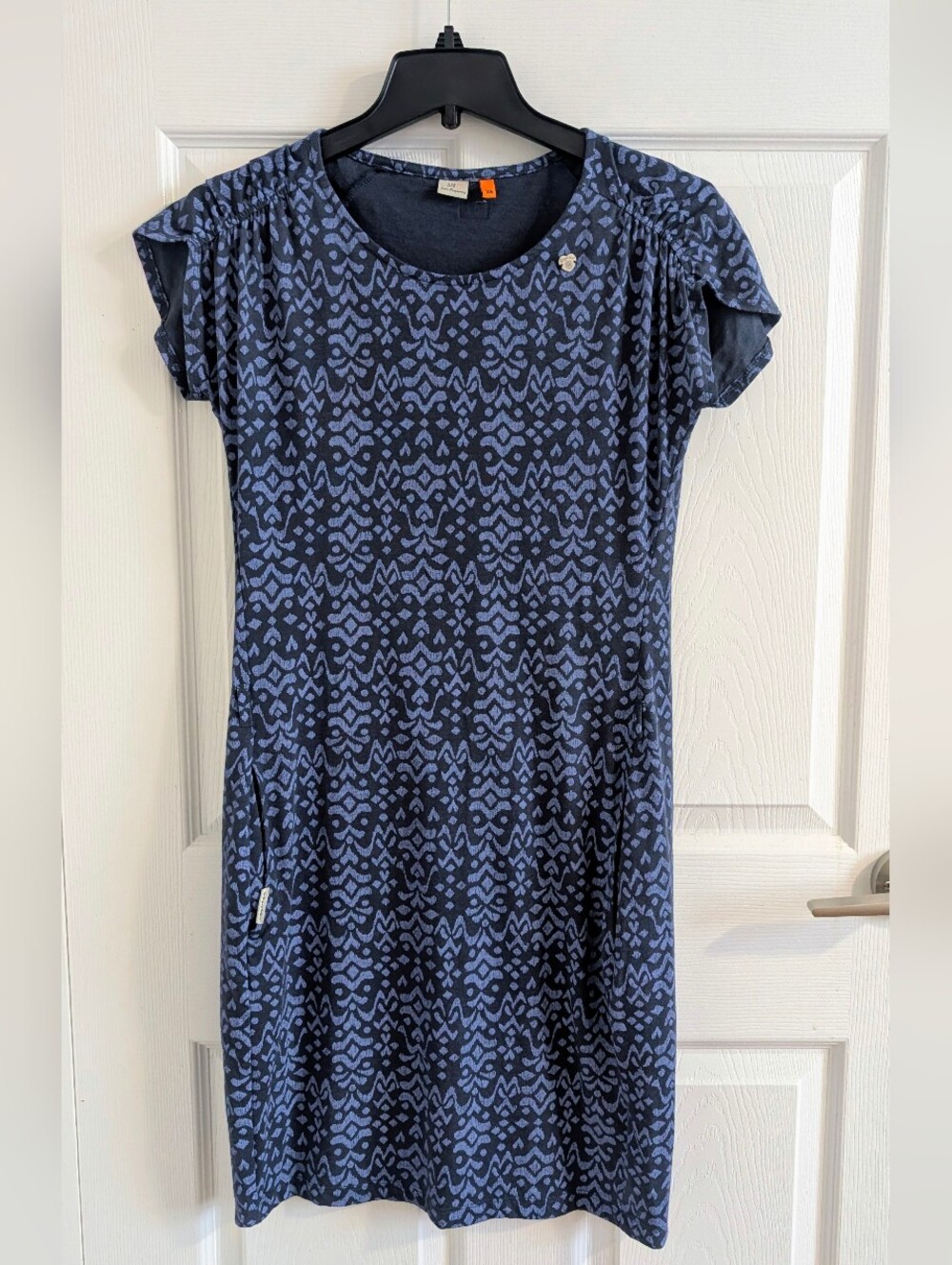 Ragwear Cotton Blue Geometric Pattern Dress XS Boho Chic Minimalist festival